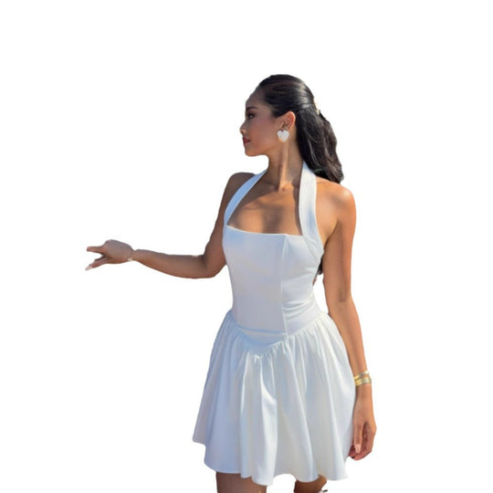 Damen Elegantes Hochzeitskleid mit schickem Halterdesign und schwingendem Rock R&B