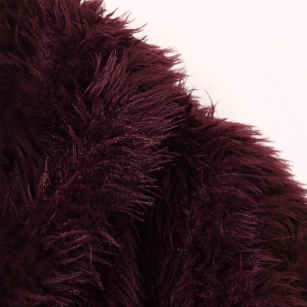 Damen kuschelige Kunstfelljacke mit Schalkragen und eleganter Silhouette R&B