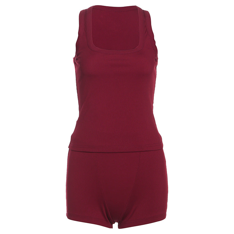 Damen Sportliches Loungewear-Set mit ärmellosem Oberteil und Shorts R&B