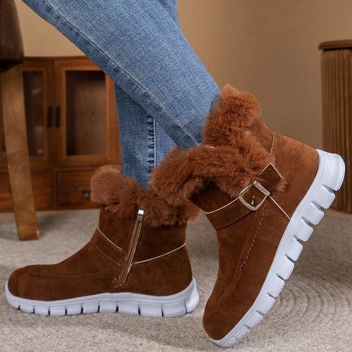 Damen Winterboots mit kuscheligem Kunstfellkragen und rutschfester Sohle R&B