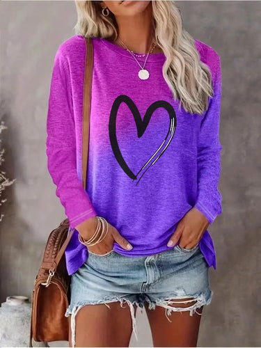 Damen Langarmshirt mit Herzdesign und praktischen Seitentaschen R&B