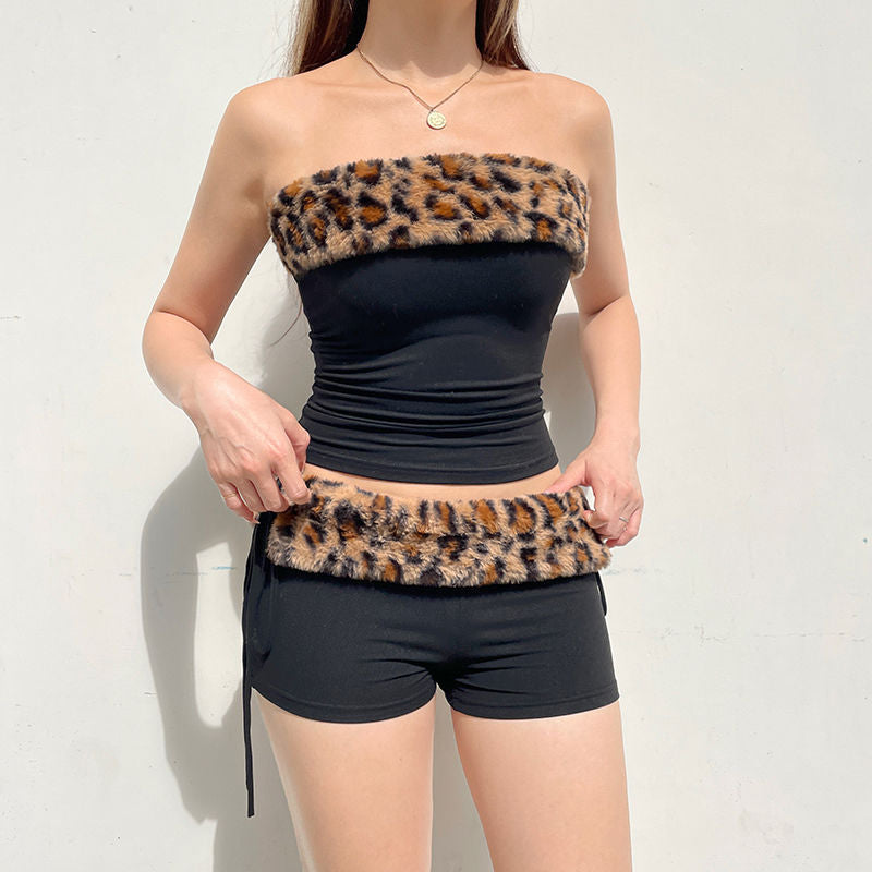 Damen Modisches Bustier mit Kunstfellkragen