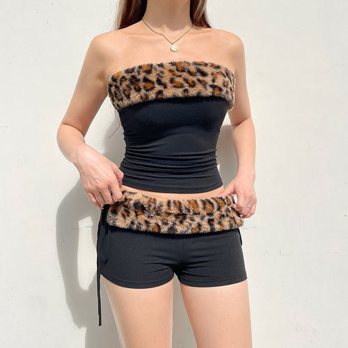 Damen Modisches Bustier mit Kunstfellkragen R&B