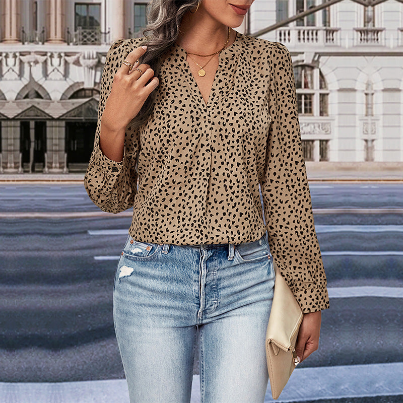 Damen Chiffonbluse mit trendigem Punktmuster und lässigem Schnitt R&B