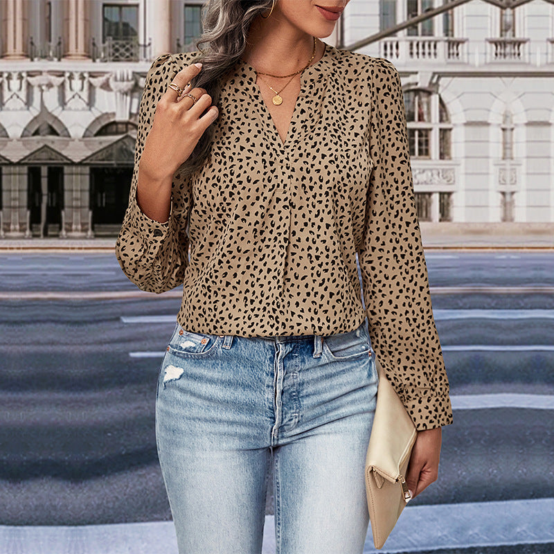 Damen Chiffonbluse mit trendigem Punktmuster und lässigem Schnitt R&B