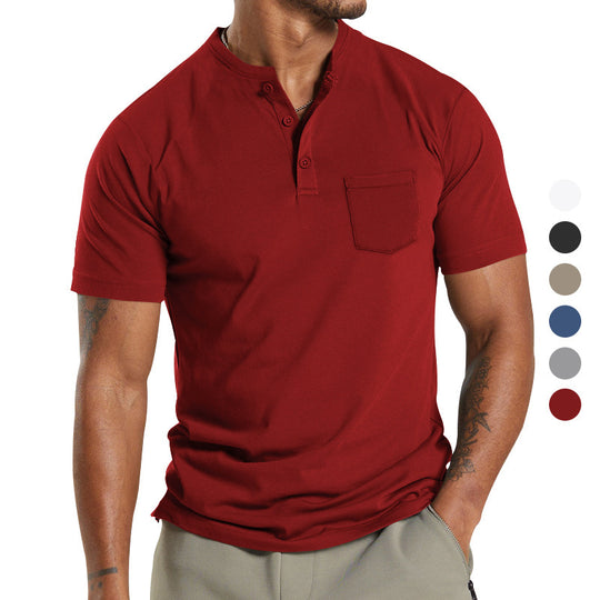Herren Kurzarm Henley-Shirt mit praktischem Knopfdetail R&B
