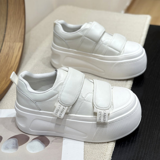 Damen Sneakers mit doppeltem Klettverschluss und hohen Plateau-Heel R&B