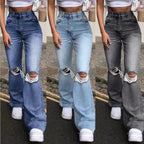 Damen Flared Jeans mit geschmackvollem Distressed-Design