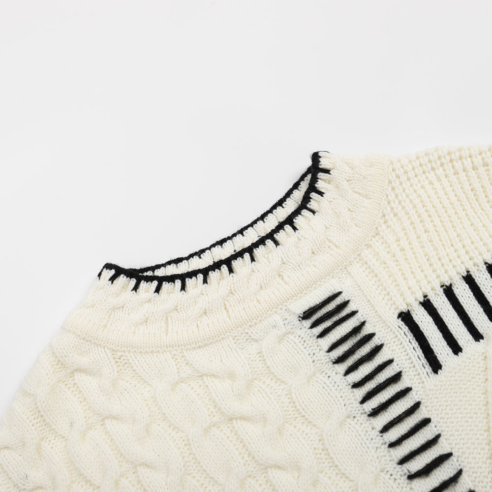 Damen lässiger Strickpullover mit grafischem Muster R&B