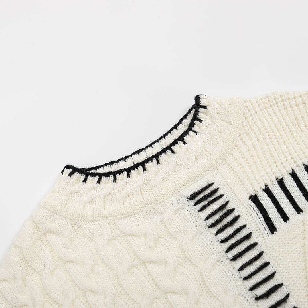 Damen lässiger Strickpullover mit grafischem Muster R&B