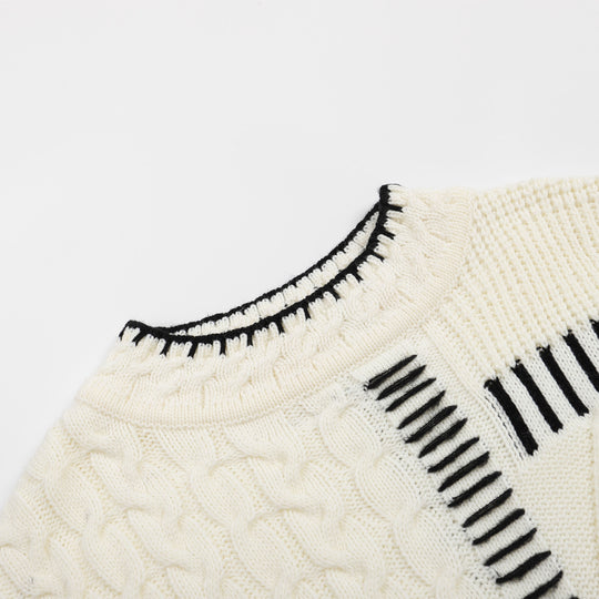 Damen lässiger Strickpullover mit grafischem Muster R&B