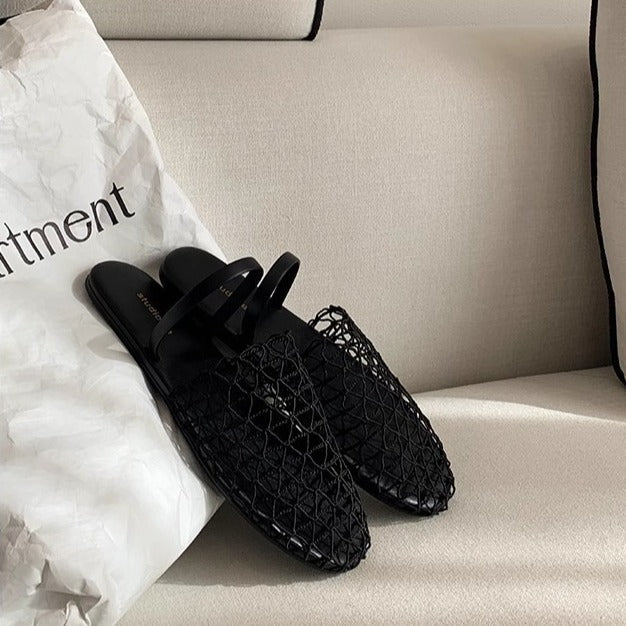 Damen offene Mules mit netzartigem Design und komfortablem Fußbett