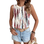 Damen Crop-Top mit Knopfleiste und modernem Grafikdesign R&B