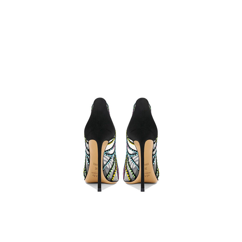 Damen elegante High Heel Pumps mit glitzerndem Strass-Design R&B