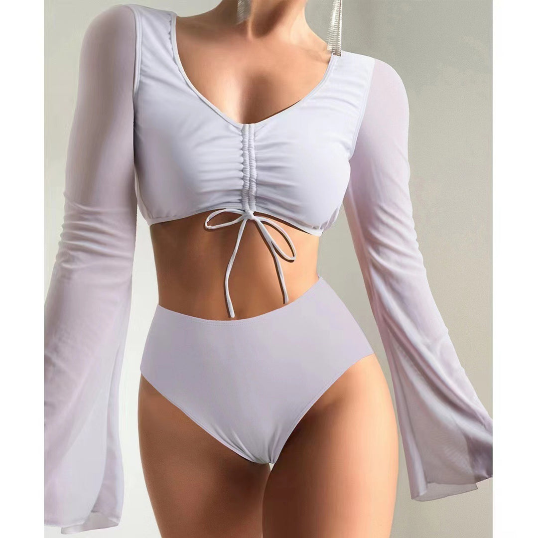 Damen Hochgeschnittener Bikini mit transparenter Blusenoberteil R&B