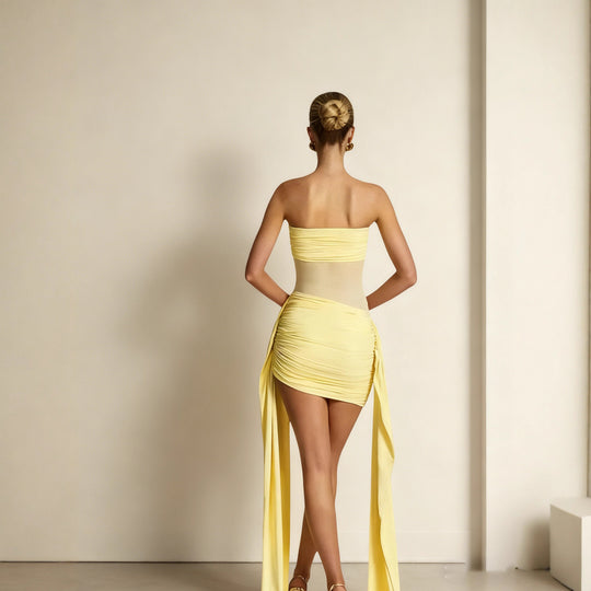 Damen Badeanzug mit schulterfreiem Design und eleganter Drapierung R&B