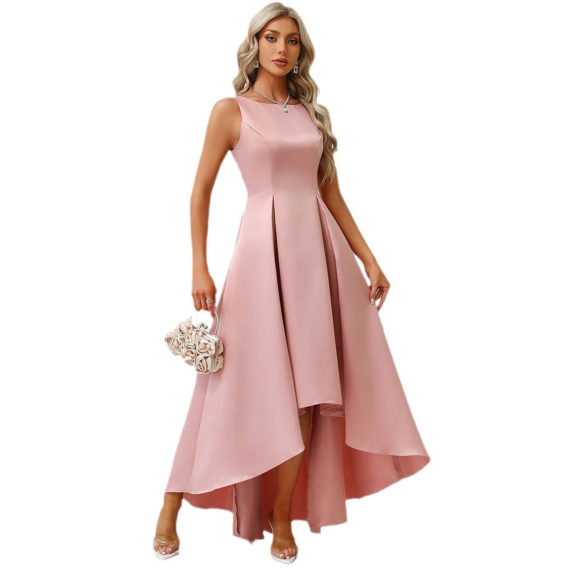 Damen Asymmetrisches Abendkleid aus satin mit Faltenwurf R&B