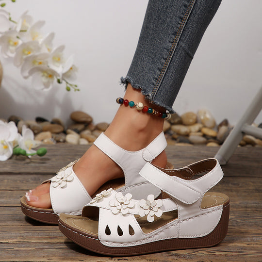 Damen bequeme Sandalen mit buntem Blumendesign R&B