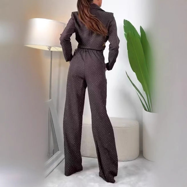 Damen Blazer Damen Set mit weitem Bein