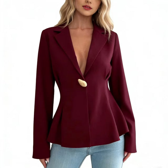 Damen Peplum-Blazer mit ausgefallenen Knopfdetails R&B