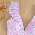Damen Triangel-Bikini mit modischem Leopardenmuster und Rüschendetails