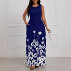 Damen Maxikleid mit floralem Muster und praktischen Seitentaschen R&B