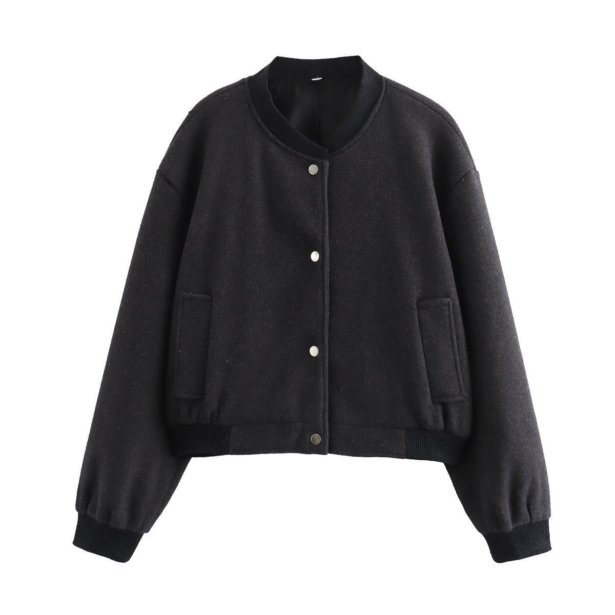 Damen sportliche Bomberjacke mit seitlichen Eingrifftaschen und elastischen Bündchen R&B