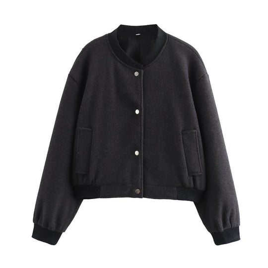 Damen sportliche Bomberjacke mit seitlichen Eingrifftaschen und elastischen Bündchen R&B