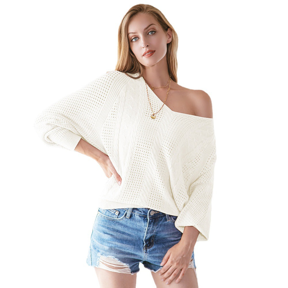 Damen Strickpullover mit modischem Lochmuster und oversized Schnitt R&B