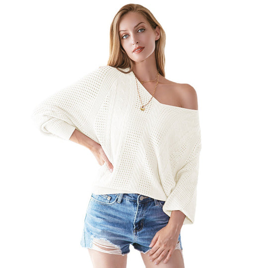 Damen Strickpullover mit modischem Lochmuster und oversized Schnitt R&B