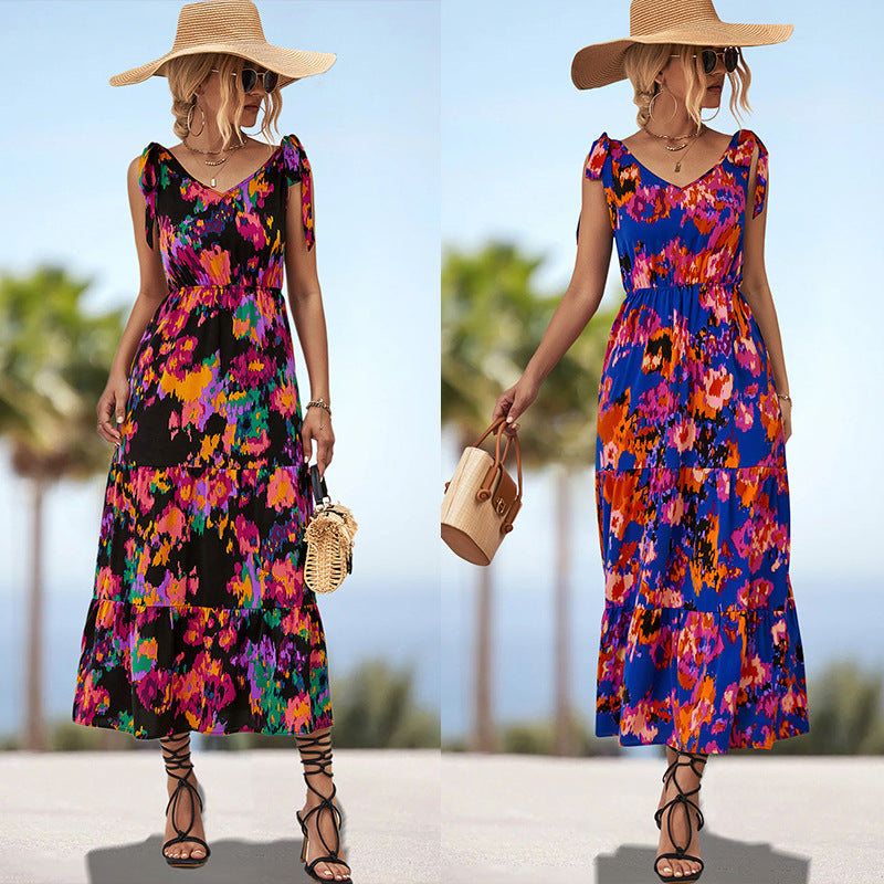 Damen Maxikleid mit verspieltem Floralprint und luftigen Trägern R&B