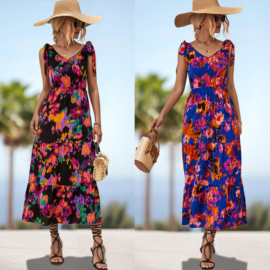 Damen Maxikleid mit verspieltem Floralprint und luftigen Trägern R&B
