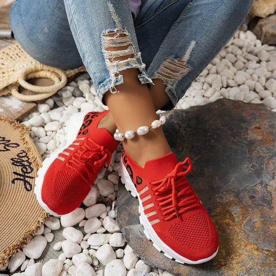 Damen Sportliche Sneakers mit atmungsaktivem Netzmaterial und modischem Tiermuster R&B