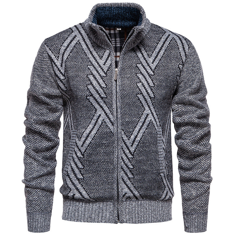 Herren sportliche Strickjacke mit modernem Zopfmuster R&B