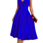 Damen elegantes A-Linie Wickelkleid mit V-Ausschnitt R&B