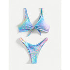 Damen Triangel-Bikini mit elastischem Riemen und verspieltem Knoten R&B