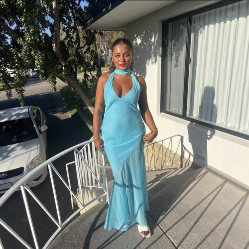 Damen Maxikleid mit raffiniertem Rückenausschnitt und eleganten Rüschen R&B