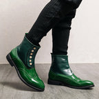 Damen elegante Lackleder Stiefeletten mit modischen Knöpfen R&B