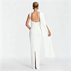 Damen Elegantes Langes Abendkleid mit Ein-Schulter-Design R&B