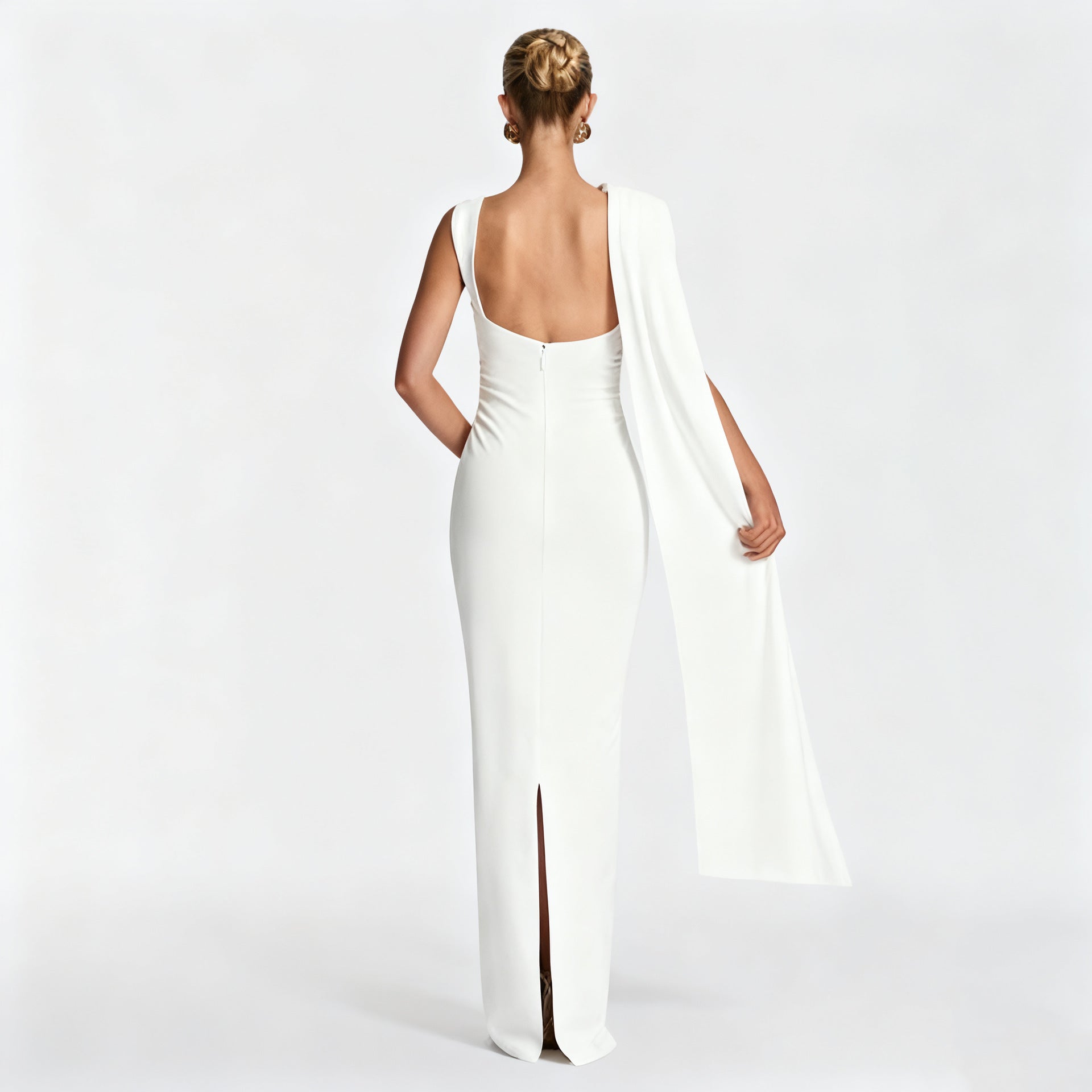 Damen Elegantes Langes Abendkleid mit Ein-Schulter-Design R&B