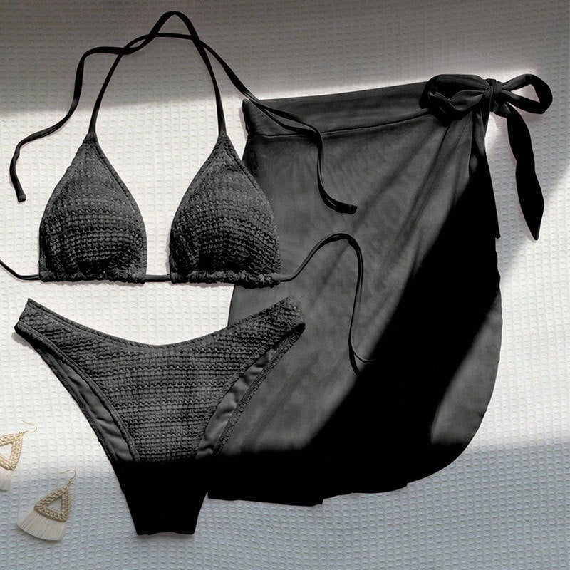 Damen Badeanzug-Set mit Spitzen-Details und schickem Wickelrock R&B