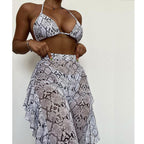 Damen Triangel-Bikini mit schicker Schlangeffekt-Wickelhose