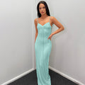 Damen Elegantes Maxikleid mit verstellbaren Spaghetti-Trägern und raffiniertem Kordelzug R&B