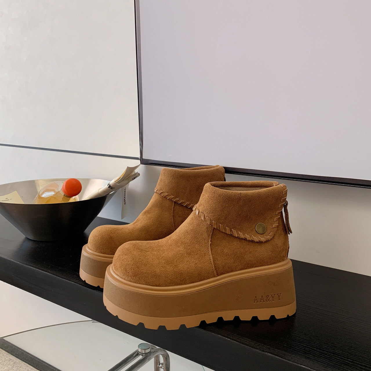 Damen Plattformstiefeletten mit hochgezogenem Schaft von R&B