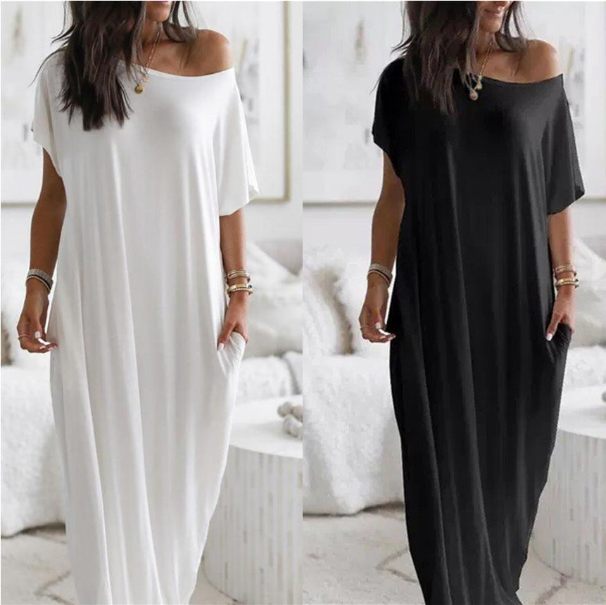 Damen lässiges Maxi-Überkleid mit weitem Schnitt und praktischen Taschen R&B