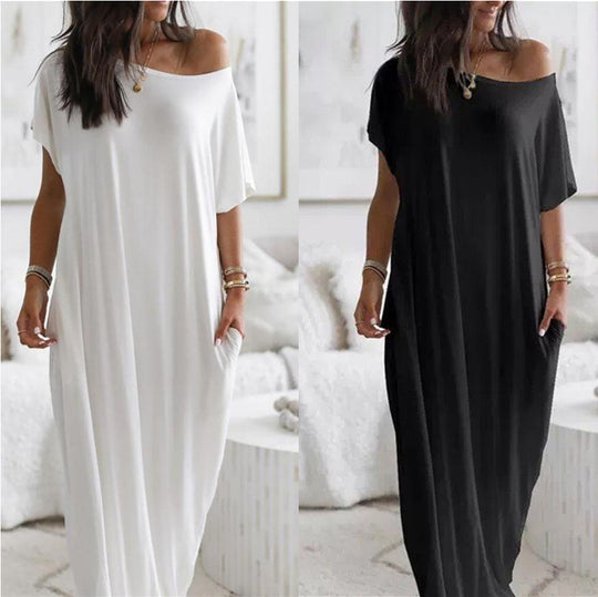 Damen lässiges Maxi-Überkleid mit weitem Schnitt und praktischen Taschen R&B