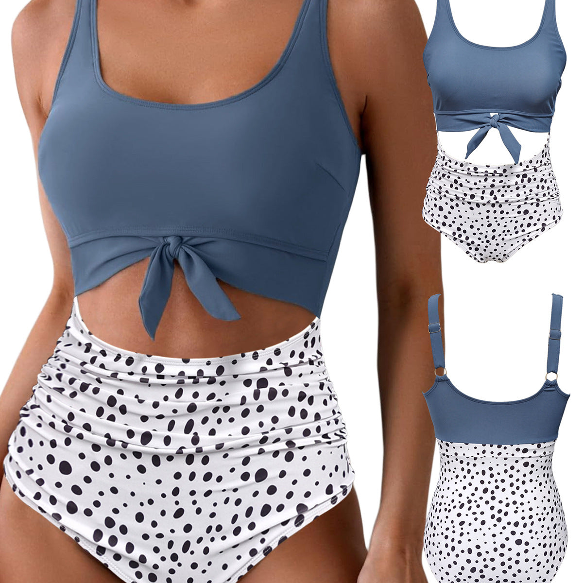 Damen Bikiniset mit Hoher Taille und Raffungen R&B