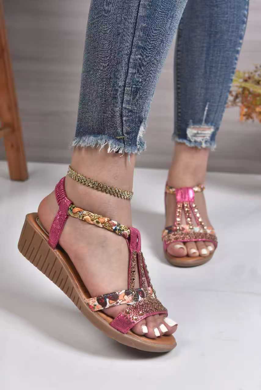 Damen Elegante Sandalen mit modischen Glitzer- und Blumenapplikationen R&B