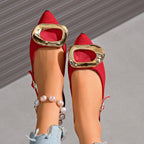 Damen Slingback-Ballerinas mit Herz- und Quadratschnalle R&B