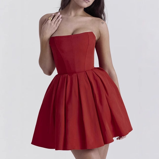 Damen Elegant geschnittenes A-Linie Minikleid R&B